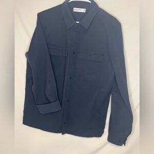 Hill city navy blue cotton blend button down long sleeve shirt Men’s size Medium